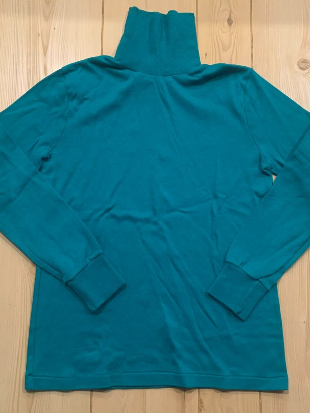 Vintage 90s Single Stitch Duofold Turtleneck Turquoise Retro Long Sleeve Shirt S